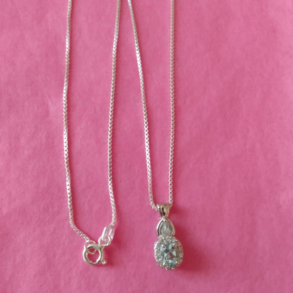 FREE WITH ANY NECKLACE PURCHASE, genuine  blue aquamarine necklace - Picture 6 of 10